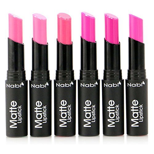 6pc Nabi Cosmetics Professional Matte Lipstick Set of 6 Pink Colors