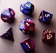 Chessex Dice: Polyhedral 7-Die Gemini Dice Set - Blue & Purple w/gold