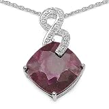 17.90 Carat Genuine Dyed Ruby & White Topaz Sterling Silver Pendant