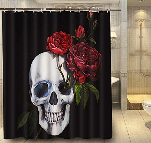 Super Diy Home Skull With Rose Flower 06 Bathroom Products Shower Curtain 150X180Cm Bath Curtain Bathroom Waterproof Cortina De Bano