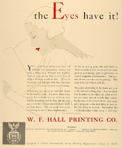 1933 Ad WF Hall Printing Typesetting Art Deco Woman - Original Print Ad