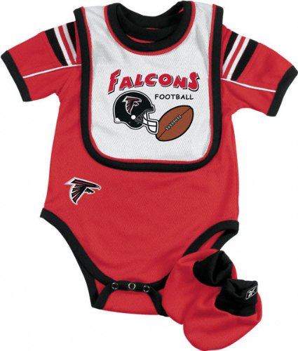 Reebok Atlants Falcons Newborn Creeper/Bib/ Bootie Set6-9 Months