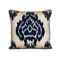 Rose Tree Palisades 18-Inch Square Ikat/Stripe Pillow, Navy
