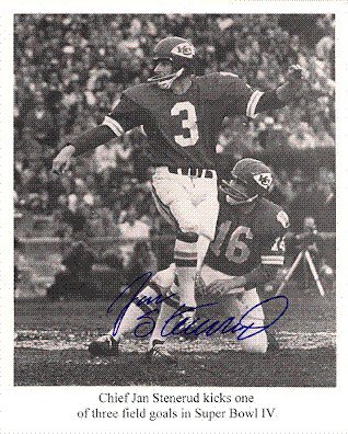 Autographed/Hand Signed Jan Stenerud Kansas City Chiefs 8x10 Photo