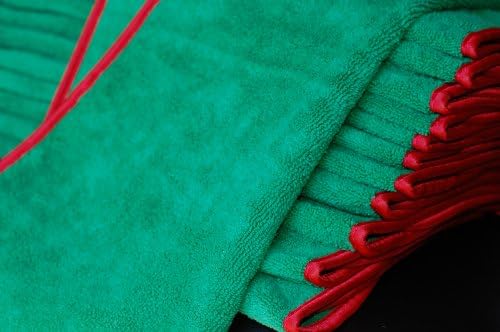 12pcs Premium Quality Microfiber Towels for Drying & Polish 16x24 Green/Red Trim
