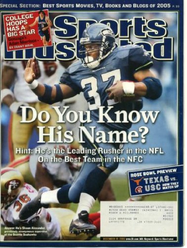 Sports Illustrated December 19, 2005 Shaun Alexander/Seattle Seahawks, Texas vs USC in Rose Bowl, Adam Morrison/Gonzaga, Alonzo Mourning/Miami Heat