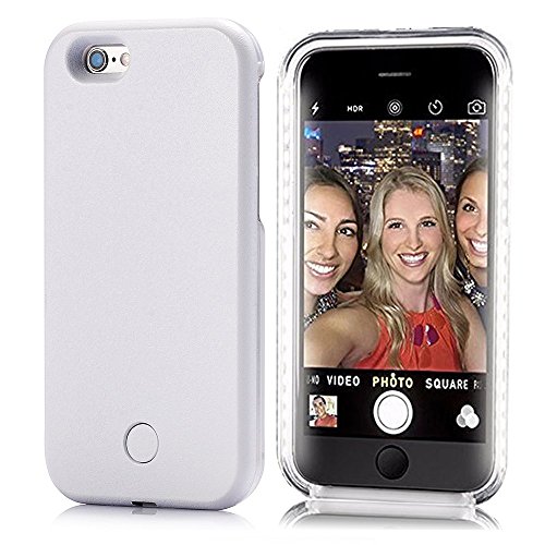 iPhone 6 Plus Case, Elftear LED Light Up Luminous Selfie Cell Phone Case Illuminated Back Cover for Apple iPhone 6S Plus iPhone 6 Plus (White)