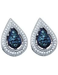 14K White Gold 0.40CT Blue Diamond Fashion Pear Earrings