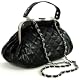 Womens Black Quilted Chain Frame Designer Shoulder Handbag
