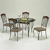 Pastel Furniture EB 110 CB-CC 623 / EB 510-CB 4819 Emerald Bay Glass Dining Set with Side Chairs in