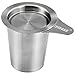 IPOW Brew-in-mug Teapot Extra Fine Mesh Tea Strainer Infuser Steeper with Lid and Handle for Loose Leaf Grain Tea Cups, Mugs, and Pots
