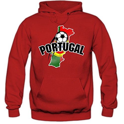 Portugal EM 2016 #1 Hoody | Fußball | Herren | Trikot | Nationalmannschaft, Farbe:Rot (Red F421);Größe:S