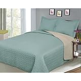 Baltic Linen Company Luxury Fashionable Reversible Solid Color Mini Quilt Sets, Twin, Camel/Sage