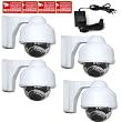 VideoSecu 4 Pack Day Night Vision Color CCD Varifocal Dome Security Cameras Outdoor Weatherproof 17 IR Infrared LEDs 4-9mm Zoom Lens for CCTV DVR Home Surveillance System with 1 of 4 Channel Power Supply and Security Warning Stickers CCF