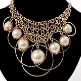 Gold Bib Pearl Style Necklace