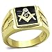 Marimor Jewelry Men's Stainless Steel 14K Gold Ion Plated Crystal Masonic Lodge Freemason Ring Size 8-13