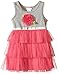 Youngland Girls' Knit to Glitter Mesh Dress with Rushed Flower Top