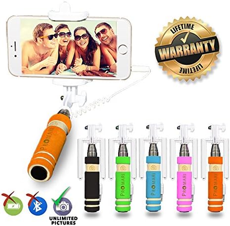 Promari Selfie Stick, The Best Mini Monopod Easy To Use Pocket Size For iPhone 6s, 6, 5s, 5 and Andriod Smartphones - Take Your Selfy Everywhere You Go! (Orange)