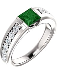18K White Gold 5.00x5.00mm Princess Cut Chrome Tourmaline and Diamond Ring -- LIFETIME WARRANTY