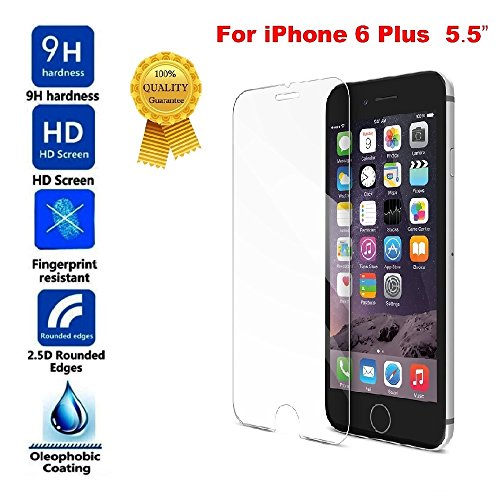 iPhone 6 Plus Screen Protector - Clear Premium Tempered Glass Screen Protector For iPhone 6 Plus (5.5 inch) - High Definition (HD) Touchscreen With Superior Clarity - Protect Your iPhone 6 Plus And Its Value
