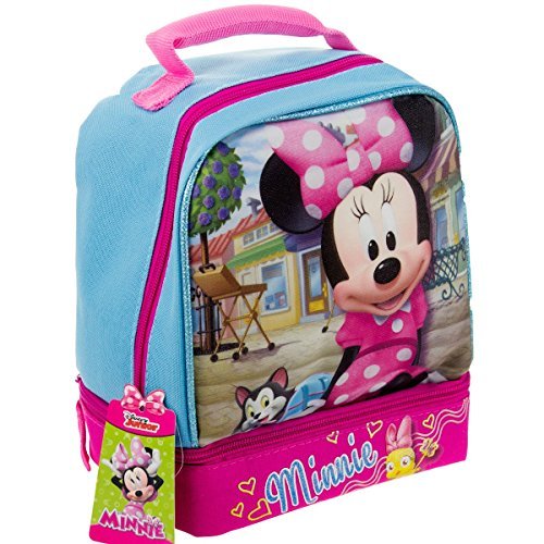 Minnie Mouse Disney Girls Kids Insulated 2-Section Padded Lunch Bags Lunchbox