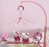 Bedtime Originals Hello Kitty and Puppy Musical Mobile - Pink