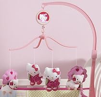 Bedtime Originals Hello Kitty and Puppy Musical Mobile - Pink