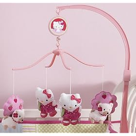 Bedtime Originals Hello Kitty and Puppy Musical Mobile - Pink