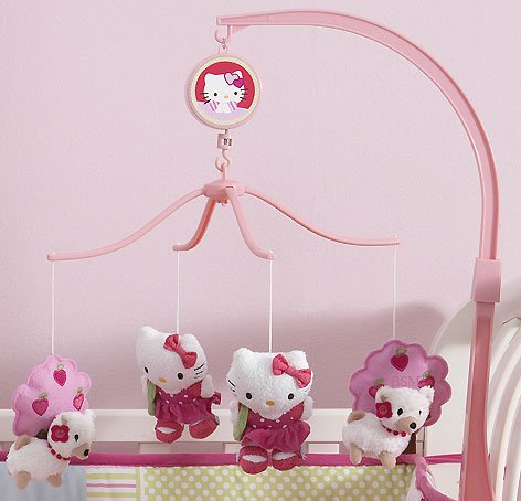 Bedtime Originals Hello Kitty and Puppy Musical Mobile - Pink