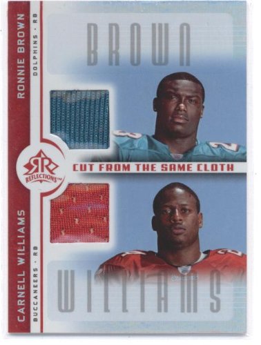 2005 Reflections Cut From the Same Cloth Red #CCBW Ronnie Brown / Carnell Williams - Tampa Bay Buccaneers (Rookie Insert - Piece of Authentic Game-Worn Jersey ) (Football Cards)
