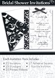 Celebration Black and White Bridal Shower Invitation Set, 5 x 7-Inches, 25 Invitations and Cards per Set (1596)
