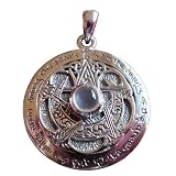 Silver Rainbow Moonstone Moon Pentacle Pendant By Dryad Design