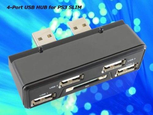 4 Port USB 2.0 HUB with SD Card Reader for PS3 Slim New