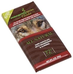 Endangered Species Wolf, Dark Chocolate (72%) with Cranberries & Almonds, 3-Ounce Bars (Pack of 12)