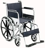 18 Wide Seat Wheelchair with Padded Armrest, Footrests, Solid Castors and Large Rear Wheels.