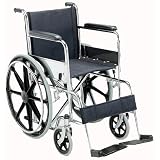 18" Wide Seat Wheelchair with Padded Armrest, Footrests, Solid Castors and Large Rear Wheels.