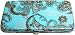 Turquoise Blue Metallic Paisley Print Hinge Wallet Flat Opera Wallet