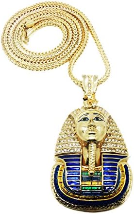 Gold Tone King Tut Pharaoh Pendant and Chain