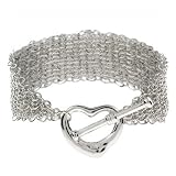 Silver Mesh Heart Toggle Bracelet