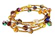 Bracelet - B99 - Glass, Firepolished Glass and Bugle Beads Wrap Around with Dangly Ends - Round and Oval Beads ~ Topaz & Purple (Irridescent)
