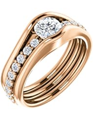 10K Rose Gold Round Cut Diamond Ring -- LIFETIME WARRANTY