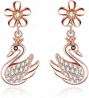 Flower with Animal Shaped Earrings Real 18k Rose Gold Plated SWA Element Austrian Crystals Cute Earrings