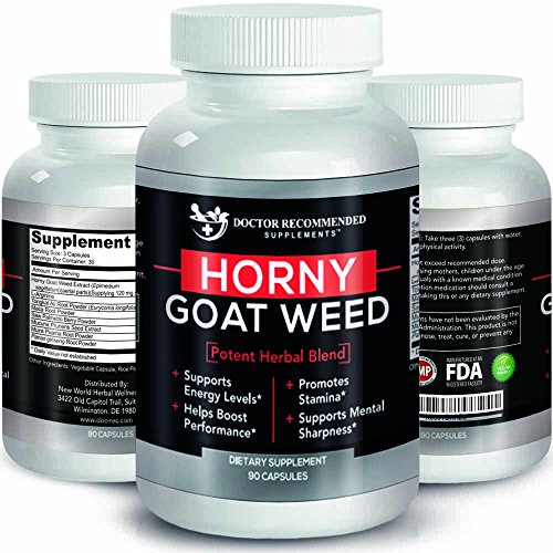 Horny Goat Weed - Hyper Strength 120 mg Icariin 2000 MG formula with Maca Root, Tongkat Ali, Muira Puama And More - Supports Intense Libido, Male Performance, Energy & Stamina- 1 Month Supply