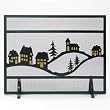 Minuteman Black Village Scene with Glass Screen for Fireplace