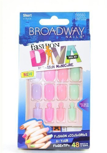Broadway Fashion Diva Nail Kit Short Length PASTELS BMFD02 by Kiss