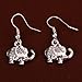 Yazilind Tibetan Silver Cute Fat Carve Flower Elephant Ear Wire Hook Dangle Earrings