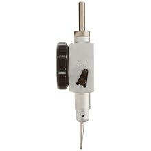 Mitutoyo 513-528T Pocket Type Dial Test Indicator, Full Set, Horizontal Type, 0.375" Stem Dia., White Dial, 0-20-0 Reading, 1.3" Dial Dia., 0-0.04" Range, 0.001" Graduation, +/-0.001" Accuracy