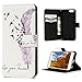 MOLLYCOOCLE iPhone 6s Wallet Case,MOTIKO Feather Bird PU Leather Flip Folio Wallet Case with Kickstand Credit Card Holder Lightwight Slim Shockproof Soft TPU Bumper Cover for iPhone 6