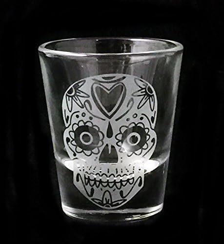 Candy Sugar Skull Sandblasted Shot Glass