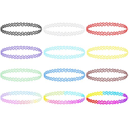Mudder 12 pieces tattoo choker necklace stretch gothic tattoo hen…